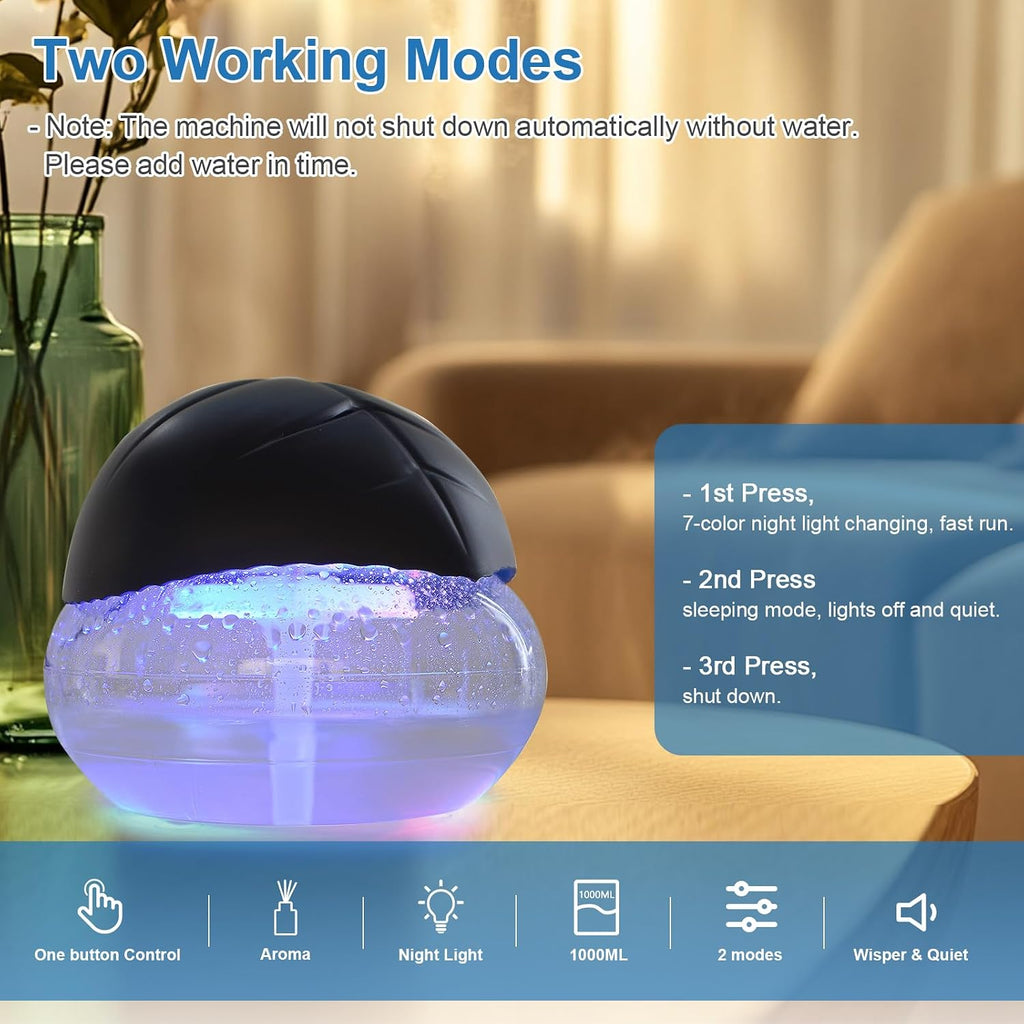 3-Pack Air Purifier - Water Air Purifiers Water Based Air Revitalizer Air Cleaner, Air Freshener with 7 LED Color Changing Mood Light for Home, Office, Room