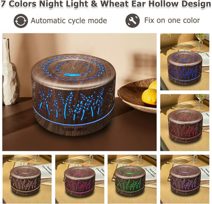 Large Room Essential Oil Diffuser 600ml with Remote Control, Cool Mist Humidifier, 7 Color Lights, 3 Mist Modes, and Waterless Auto Shut-Off for Home and Office